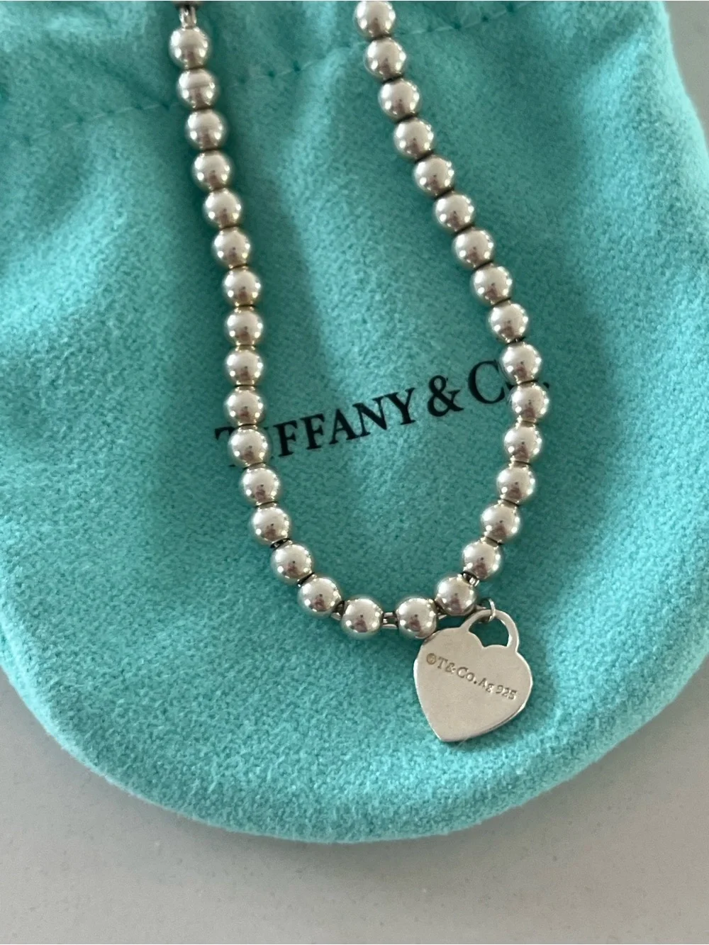 Authentic Tiffany & Co. Return to Tiffany Mini Heart Tag Bead Bracelet XS 6.25”